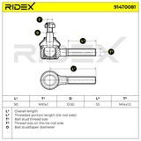 RIDEX Наконечник поперечной рулевой тяги 914T0081