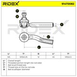 RIDEX Наконечник поперечной рулевой тяги 914T0082