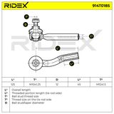RIDEX Наконечник поперечной рулевой тяги 914T0185