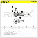 RIDEX Наконечник поперечной рулевой тяги 914T0193