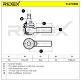 RIDEX Stūres šķērsstiepņa uzgalis 914T0318